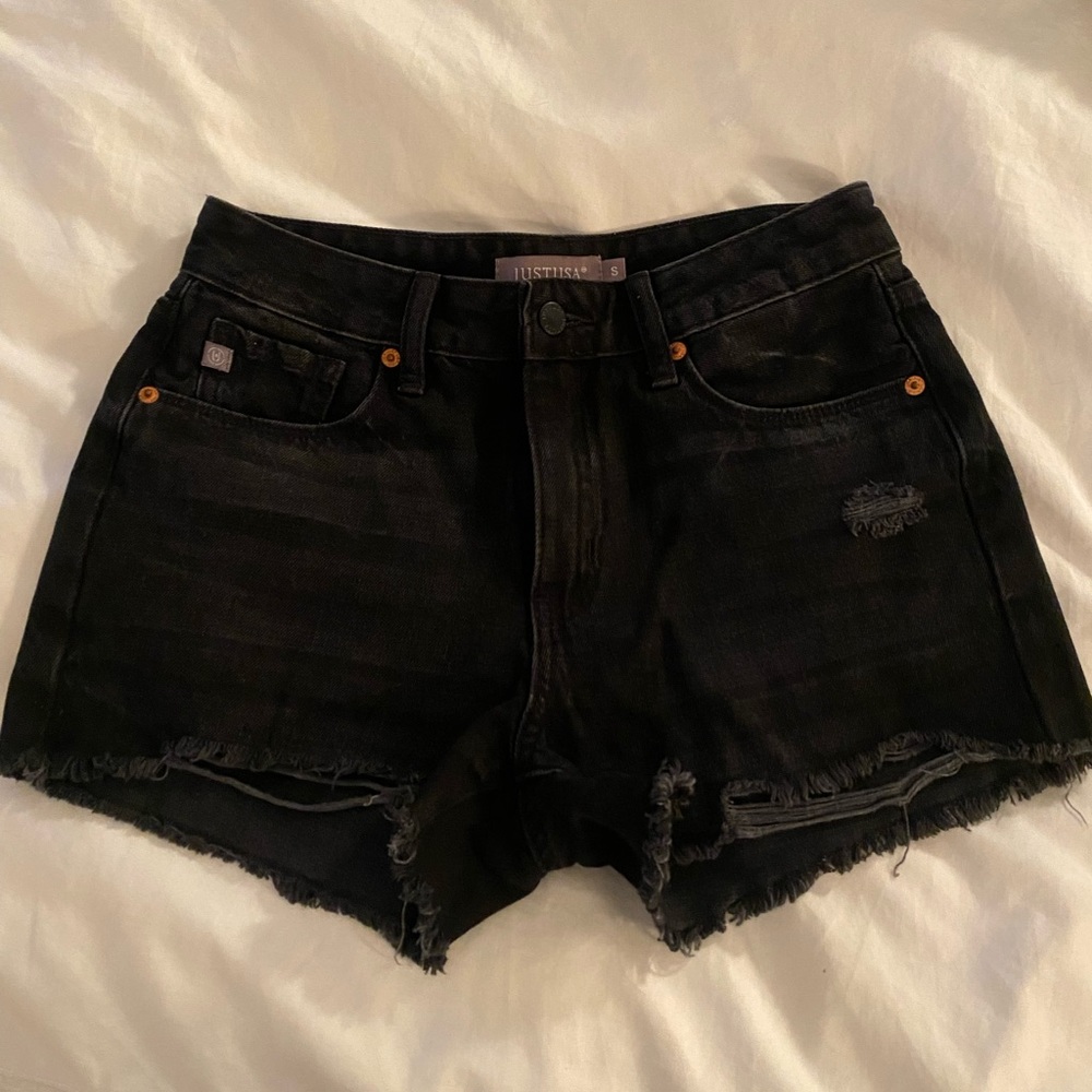 Just USA Mixology black denim shorts